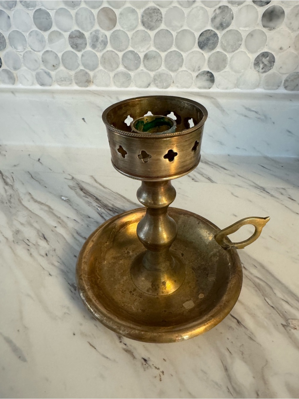 Brass Candlestick Holder - Antique-Style Brass Finish